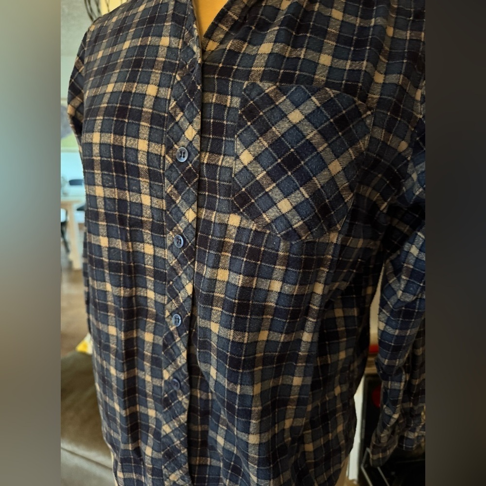 Vintage blue plaid sears 70’s flannel - Picture 4 of 5